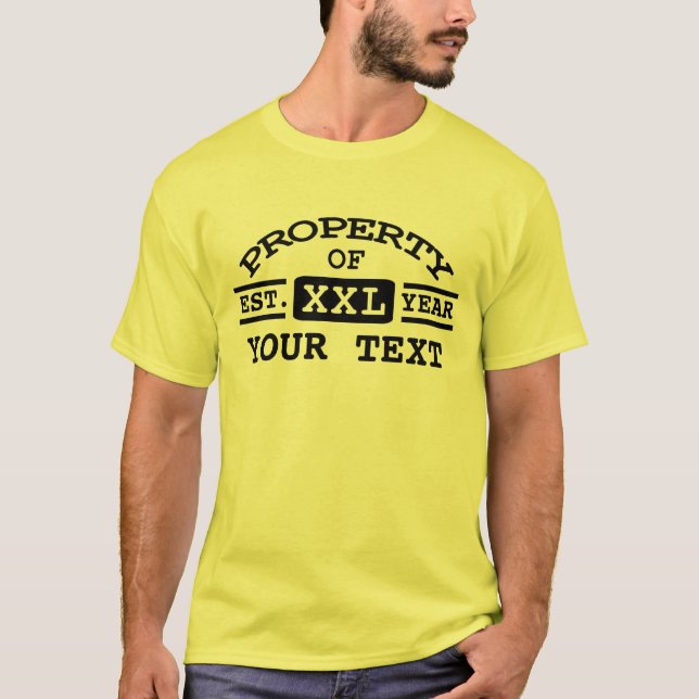 Camiseta Propiedad del texto personalizado (Anverso)