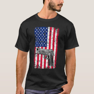 Camiseta Propietario de armas Usa Bandera De Pistol Estadou