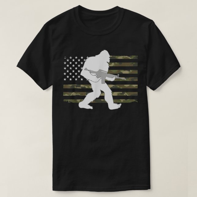 Camiseta Propietario de un arma de pie camo bandera estadou (Diseño del anverso)