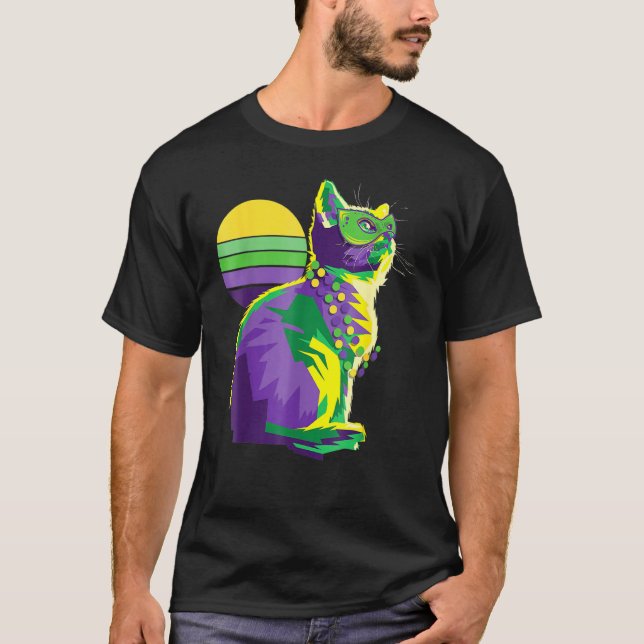Camiseta Propietario del gato Cute Mardi Gras Kitten New Or (Anverso)