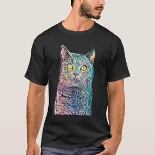 Camiseta Propietario del gato del filtro de puntillismo de 