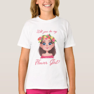 Camiseta propuesta de chica de flores guión rosa lindo