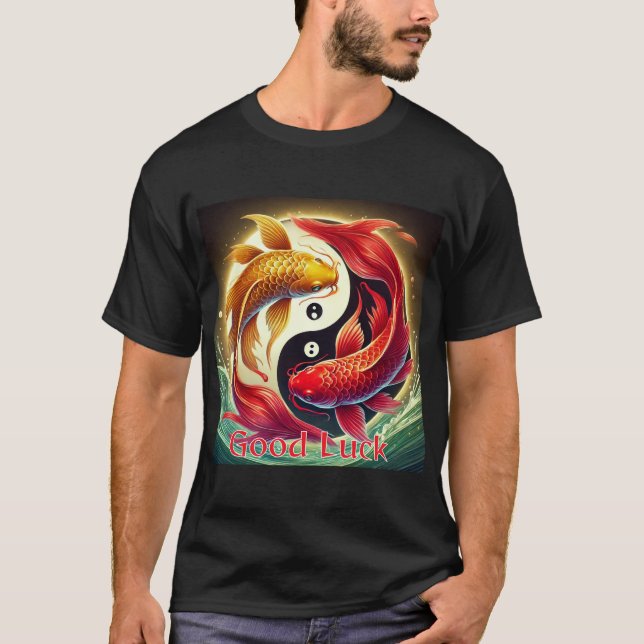 Camiseta Prosperidad de los peces Koi Buena Suerte (Anverso)