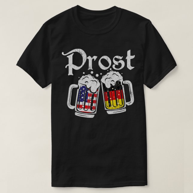 Camiseta Prost Beer Bandera Americana Alemana Funny Oktober (Diseño del anverso)