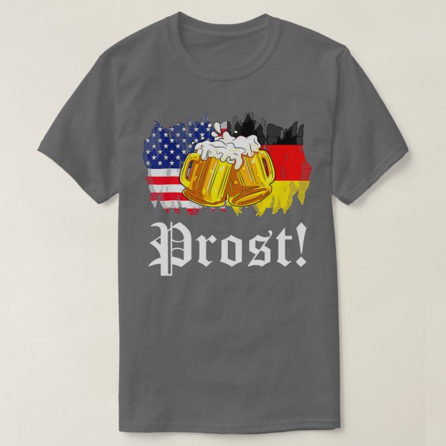 Camiseta Prost Beer German American Flag Oktoberfest Men  (Diseño del anverso)