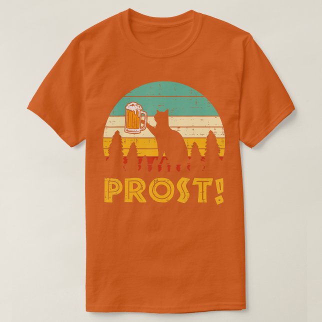 Camiseta Prost Cat Silhouette Retro Bavarian Oktoberfest Me (Diseño del anverso)