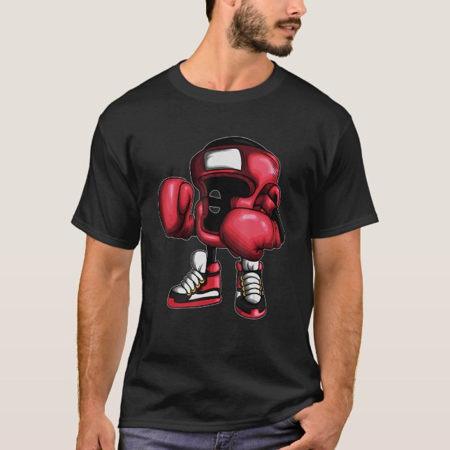 Camiseta Protección De Cabeza De Boxeo Con Guantes De Boxeo (Anverso)