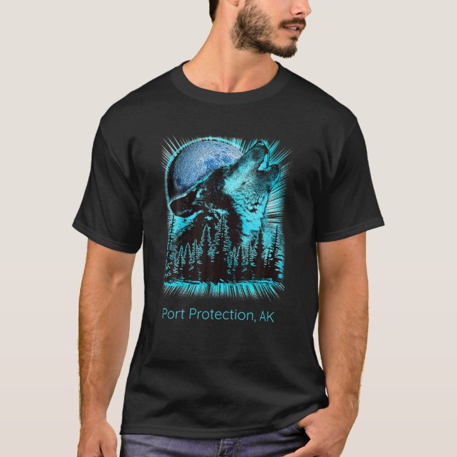Camiseta Protección portuaria Alaska Howling Wolf Moon Fore (Anverso)