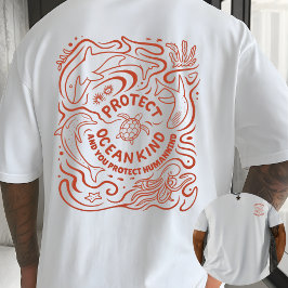 Camiseta Protect Ocean Kind Eco Awareness Line Art