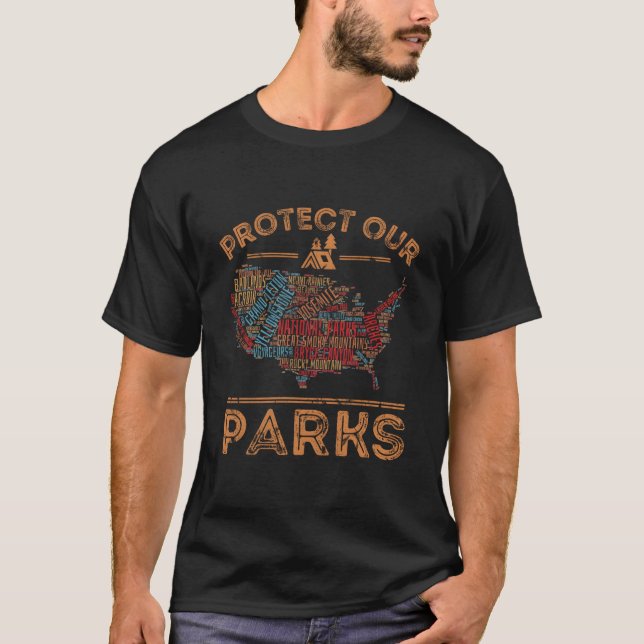 Camiseta Protect Our Parks National Park Map Hiking Usa (Anverso)