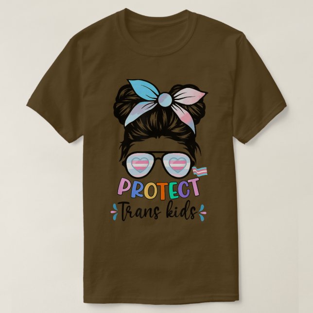 Camiseta Protect Trans Kids Messy Bun Sunglasses Trans Prid (Diseño del anverso)