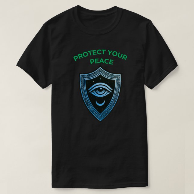 Camiseta Protect Your Peace with Shield Eye and Moon Symbol (Diseño del anverso)