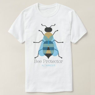 Camiseta Protector de abejas de miel Purpurina de oro azul 