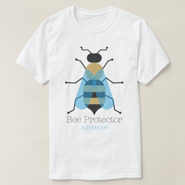 Camiseta Protector de abejas de miel Purpurina de oro azul  (Diseño del anverso)