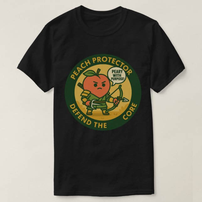 Camiseta Protector de Melocotón Defiende el Núcleo  (Diseño del anverso)