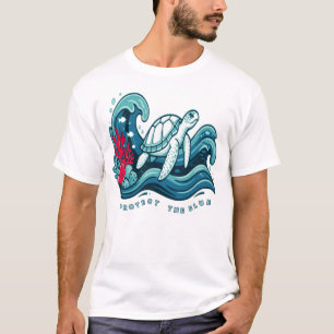 Camiseta Protege la Tortuga Marina Azul Conservación del Oc