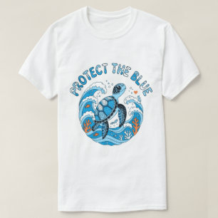 Camiseta Protege la Tortuga Marina Azul Conservación del Oc