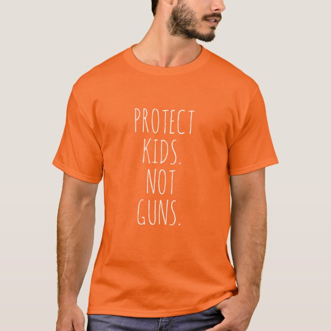 Camiseta Proteger a los niños No armas naranja blanco manus (Anverso)