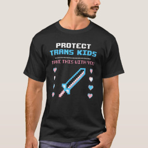 Camiseta Proteger A Los Niños Trans 8 Bits Sword Pride Lgbt