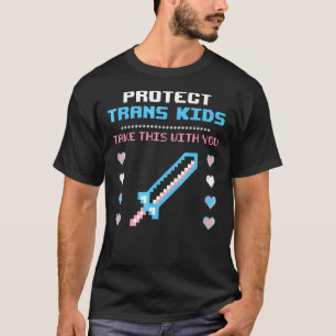 Camiseta Proteger A Los Niños Trans 8 Bits Sword Pride Lgbt