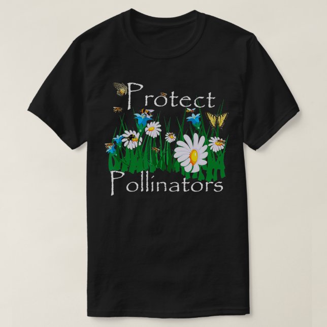 Camiseta Proteger a los polinizadores Bees Mariposas Flores (Diseño del anverso)