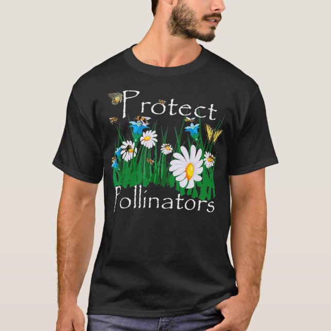 Camiseta Proteger a los polinizadores Bees Mariposas Flores (Anverso)