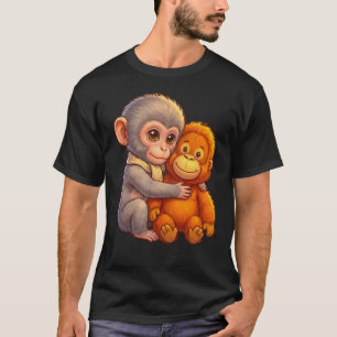 Camiseta Proteger al bebé mono golpea al bebé macaco abraza