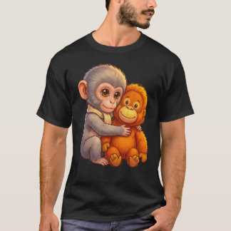 Camiseta Proteger al bebé mono golpea al bebé macaco abraza