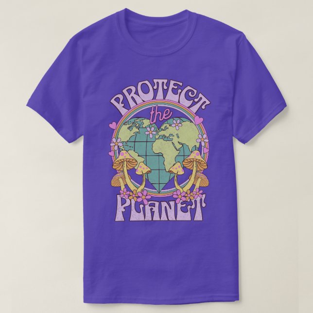 Camiseta Proteger el Día del Planeta Retro Tierra (Diseño del anverso)