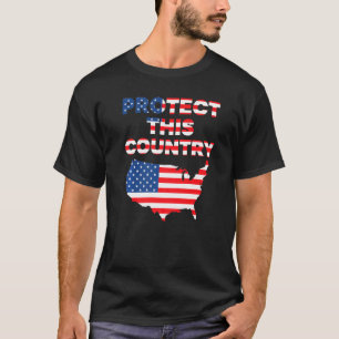 Camiseta Proteger Este País Ee.Uu. Mapa Bandera Estadounide