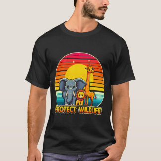 Camiseta Proteger La Girafa Y El Elefante De Los Leones De