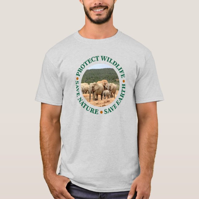 Camiseta Proteger la vida silvestre, salvar la naturaleza,  (Anverso)
