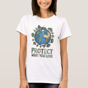 Camiseta Proteger lo que amas" Diseño ambiental de la Tierr