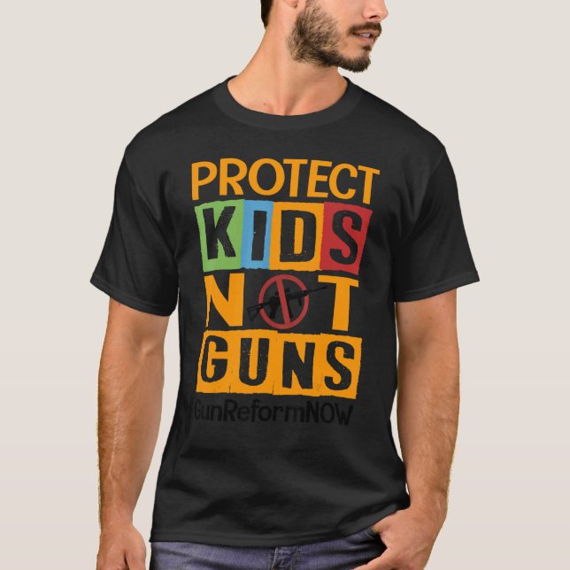 Camiseta Proteger niños, no armas, Naranja, detener la viol (Anverso)