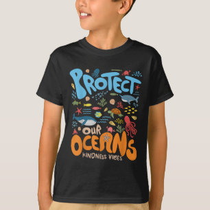 Camiseta Proteger nuestro océano ser amable Tierra retro de