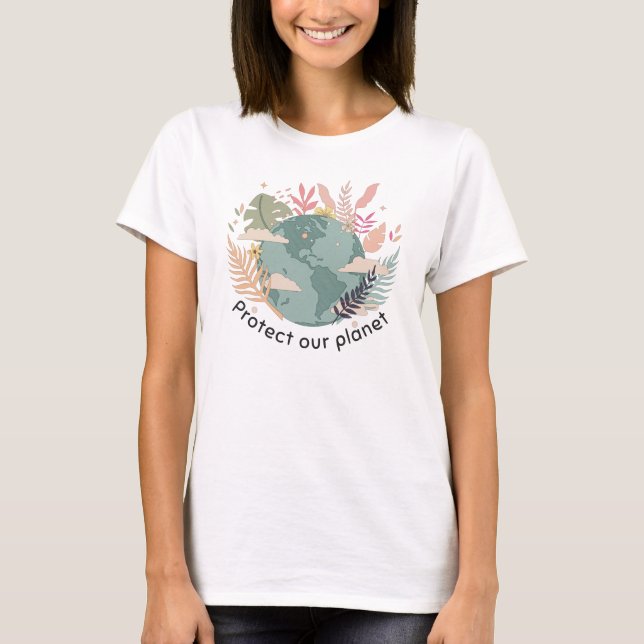 Camiseta Proteger nuestro planeta - Día de la Tierra (textu (Anverso)