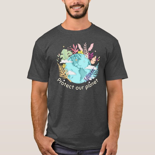 Camiseta Proteger nuestro planeta - Día de la Tierra (textu (Anverso)