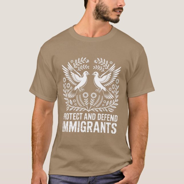 CAMISETA PROTEGER Y DEFENDER A LOS INMIGRANTES (Anverso)