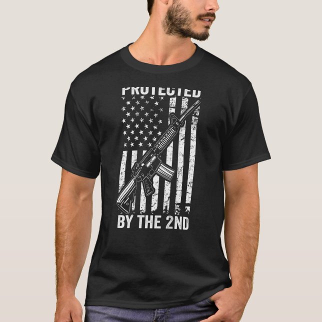 Camiseta Protegido Por La Segunda Enmienda Pro Gun AR15 USA (Anverso)
