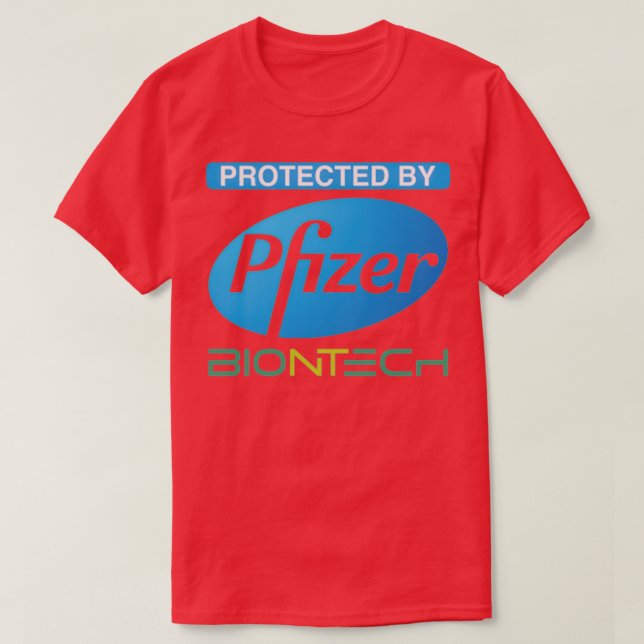 Camiseta Protegido por Pfizer Biontech (Diseño del anverso)