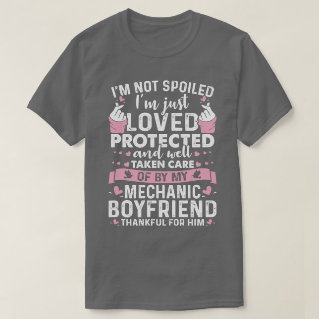 Camiseta Protegido Y Bien Cuidado Por Boyfrien Mecánico (Diseño del anverso)