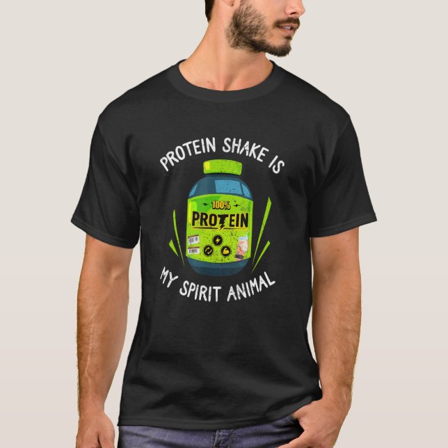 Camiseta Proteína Agitar Espíritu Diversión Animal Fitness  (Anverso)