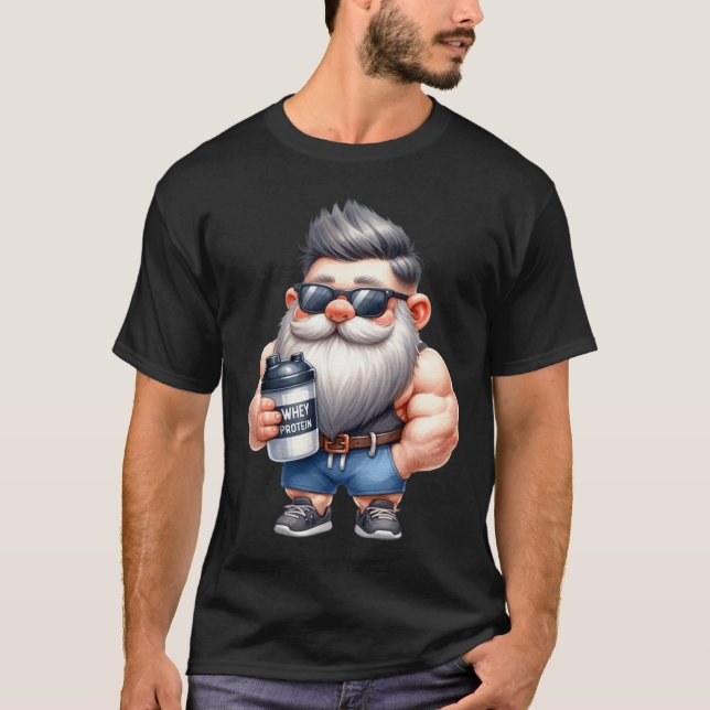 Camiseta Proteína de suero Gnome Dad Funny Bodybuilder Gráf (Anverso)