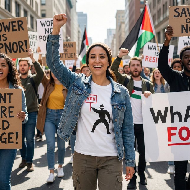 Camiseta Protesta de la figura de negrita Sí Rótulo Minimal (Subido por el creador)
