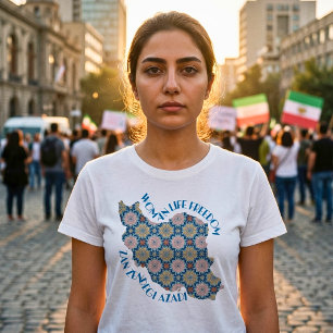 Camiseta Protesta Mujer Vida Libertad Flores Azules