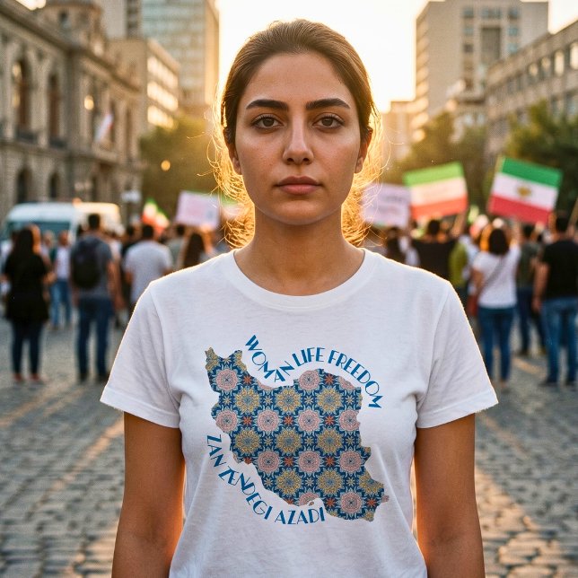 Camiseta Protesta Mujer Vida Libertad | Flores Azules (Woman Life Freedom Protest | Flowers Blue T-Shirt)