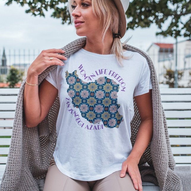 Camiseta Protesta por la libertad de vida de la mujer | Flo (Woman Life Freedom Protest | Flowers Violet T-Shirt)