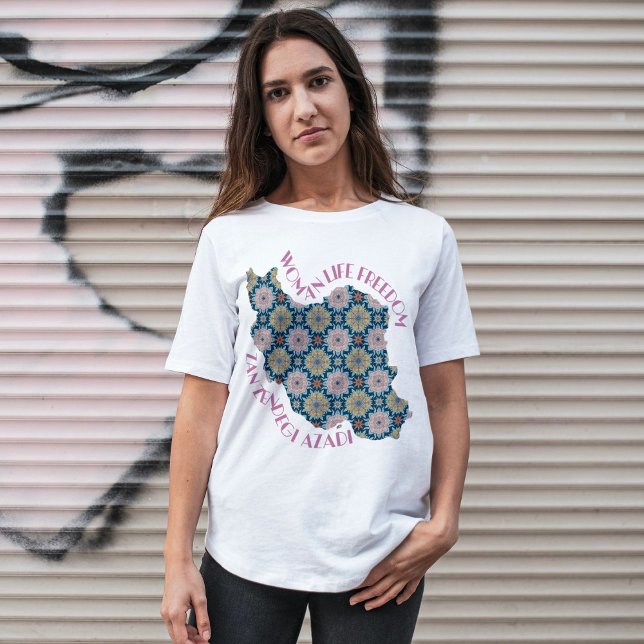 Camiseta Protesta por la libertad de vida de la mujer | Flo (Woman Life Freedom Protest | Flowers Pink T-Shirt)