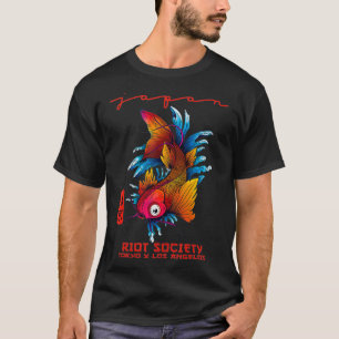 Camiseta Protesta-Sociedad-Japón-Koi-Lotus Gráfica-Embrodad
