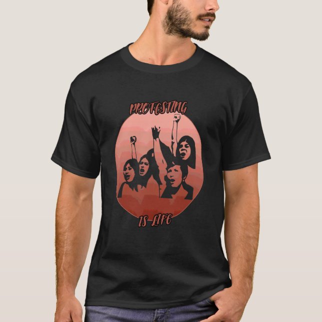 Camiseta Protestando Sombra En Un Círculo Rojo (Anverso)